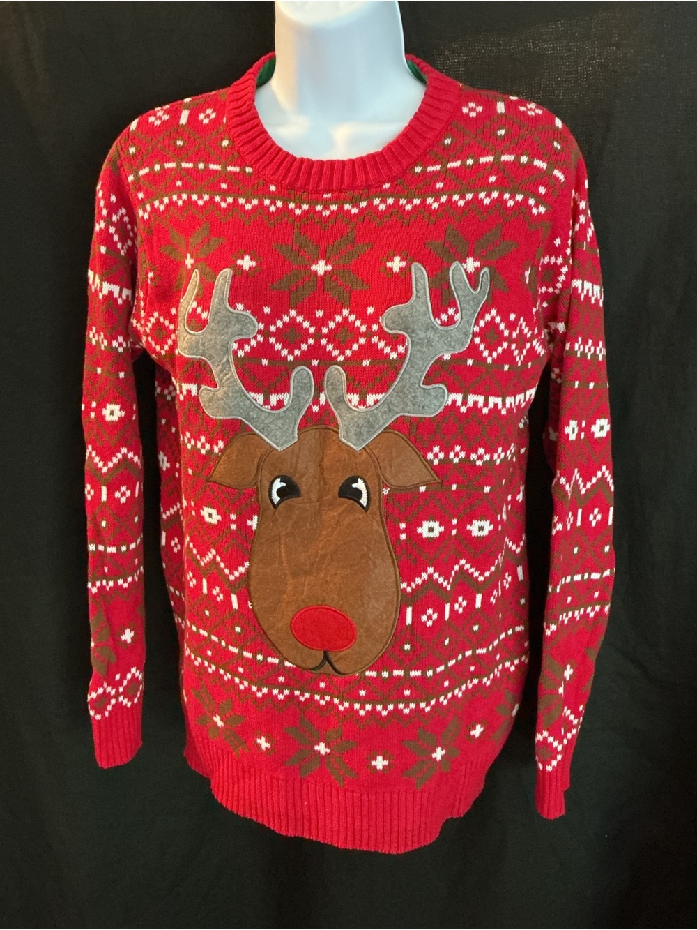 Holiday Reindeer Crewneck Sweater - Red